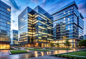 Üzleti negyedben található kereskedelmi épület